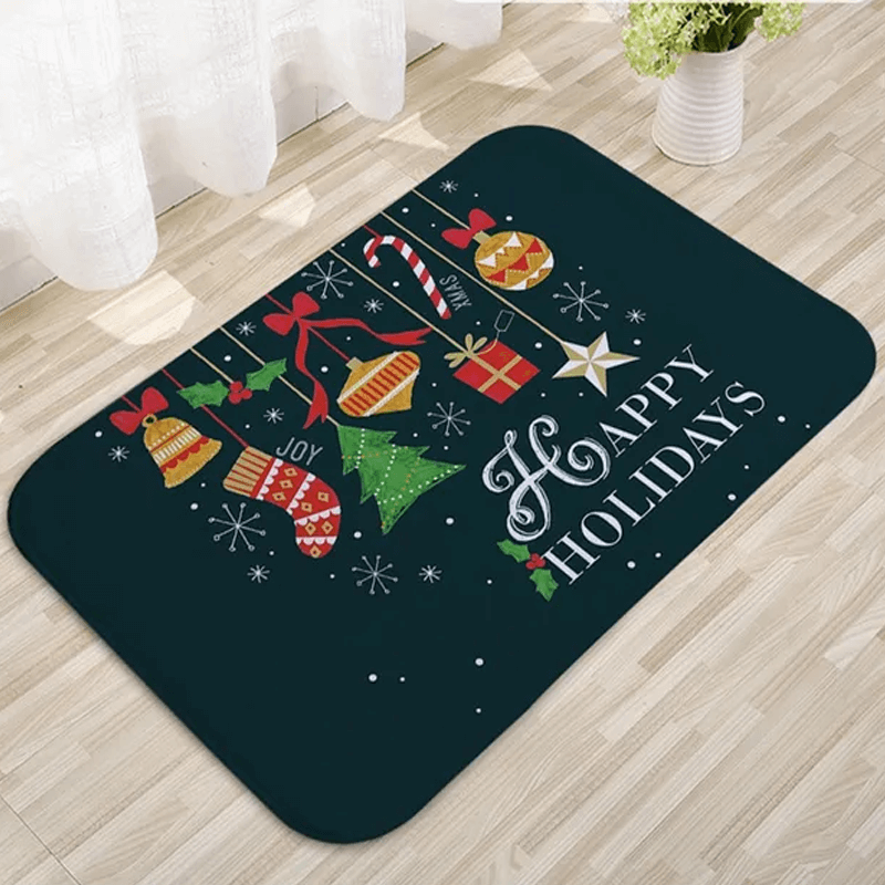 60x40 cm Willkommensflanell-Weihnachtsteppich - Frohe Weihnachten, Weihnachtsmann, Stern, Rentier