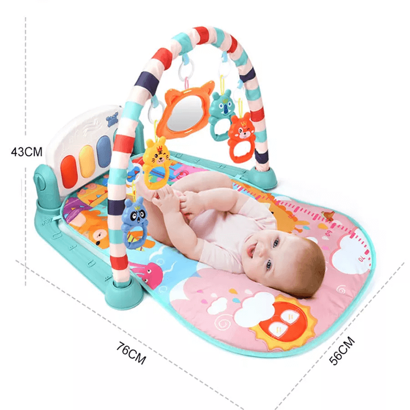 Baby Spielmatte mit Musik & Spielzeug | 3-in-1 Activity Gym für Neugeborene & Kleinkind - weich, tragbar & Entwicklungsspiel von 0-18 Monaten