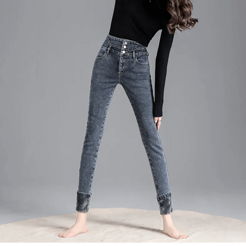 Thermische Winterjeans mit hoher Taille
