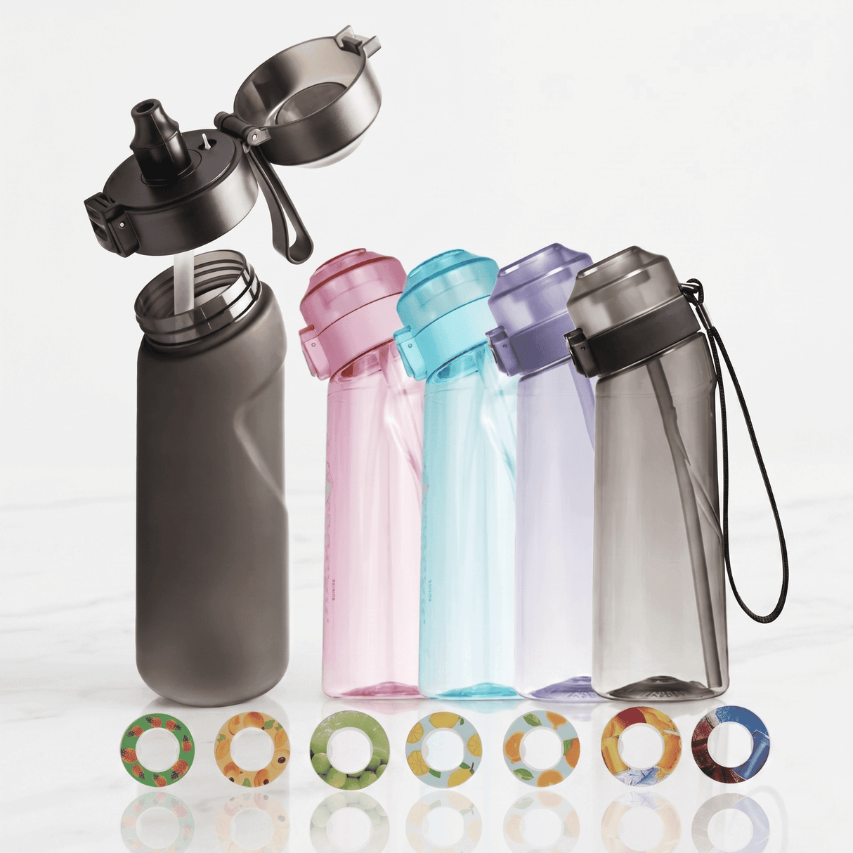 Air Wasserflasche mit Duftringen 7 Kapseln 650ml