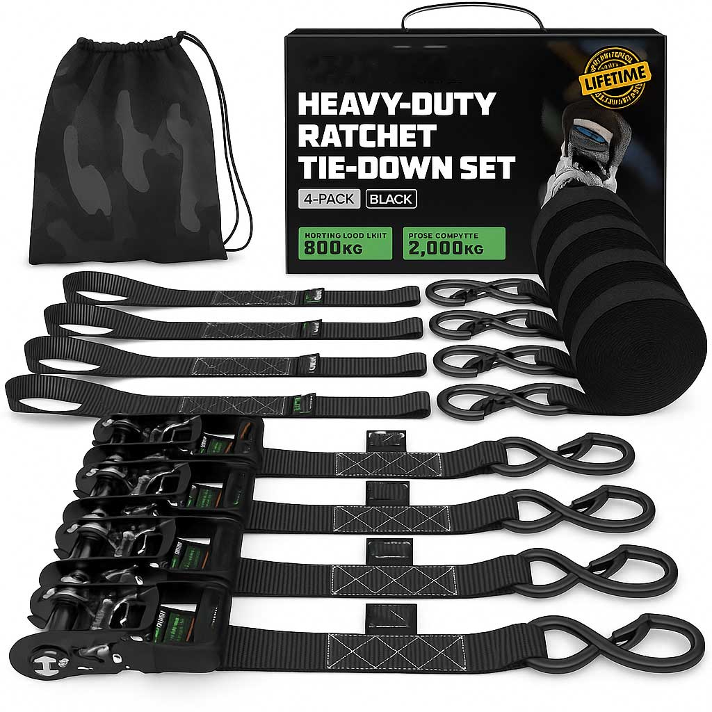 TightHold - Retractable Lashing Kit 4er-Pack | Selbstaufrollende Zurrmittel für einfache und stabile Ladungssicherung