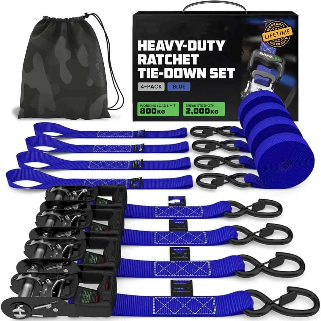 TightHold - Retractable Lashing Kit 4er-Pack | Selbstaufrollende Zurrmittel für einfache und stabile Ladungssicherung