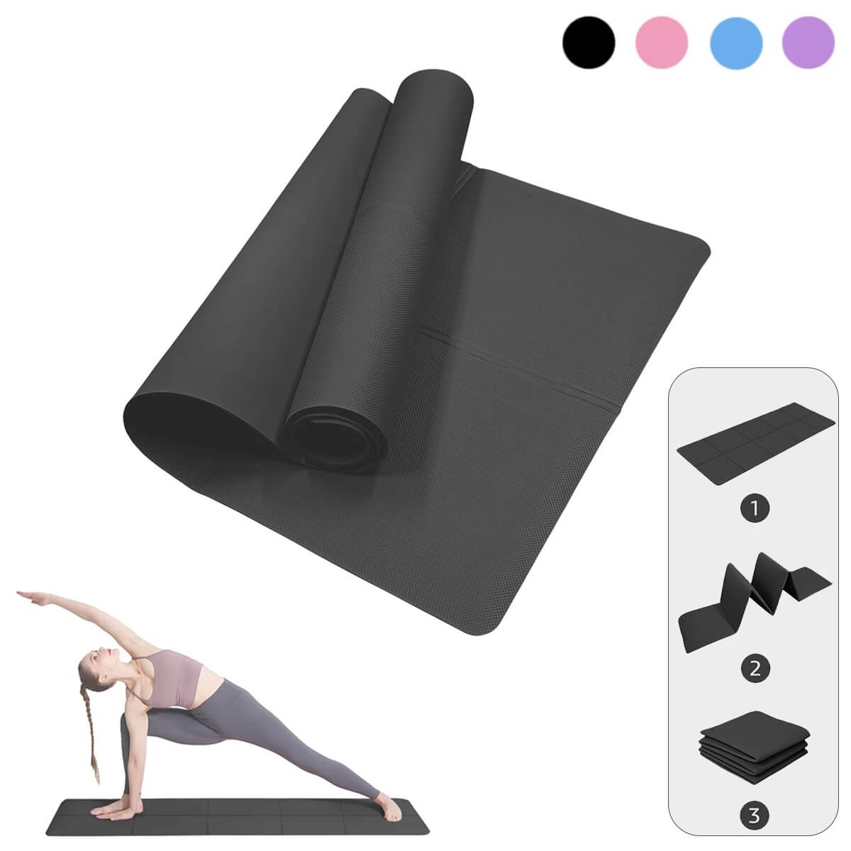FlexiMat – Faltbare rutschfeste Yogamatte aus EVA mit 4 mm Dämpfung für Yoga, Pilates und Training