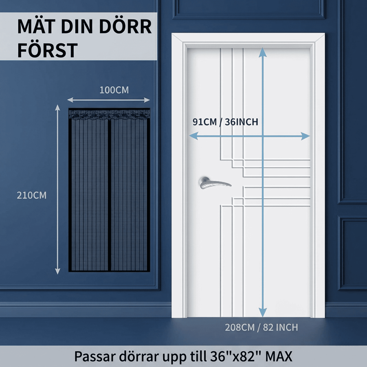Magnetisches Moskitonetz für Tür mit automatischer Schließung | Insektenschutznetz mit Magnetverschluss - Mückenschutz für Terrasse, Balkon & Eingang (mehrere Größen)