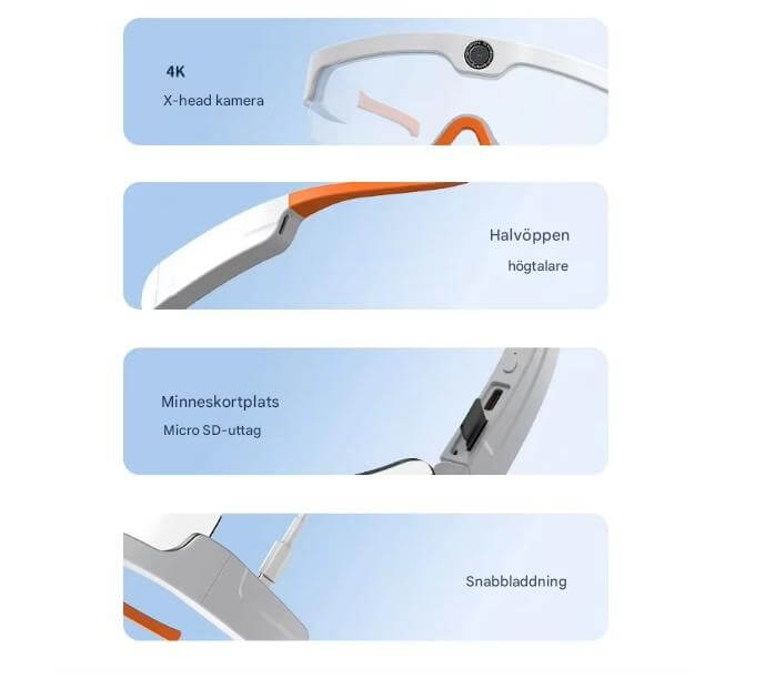SmartSol - Sonnenbrille mit integrierter Kamera und drahtlosen Kopfhörern | Kompakt und funktional für aktive Abenteuer
