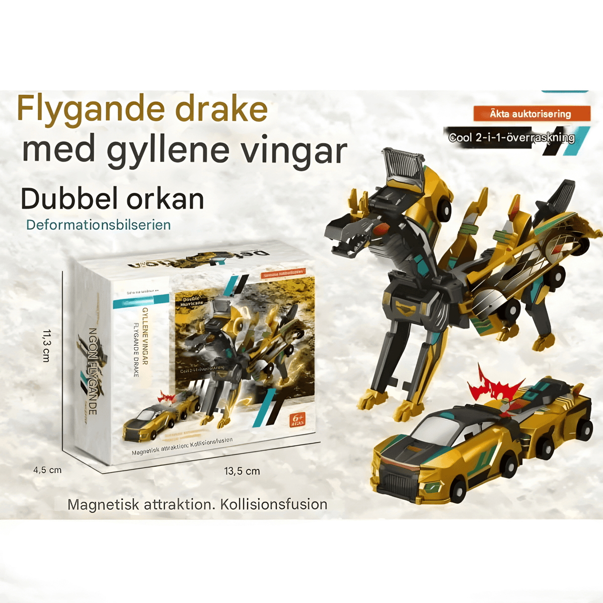 SkyDrake – Magnetisk Kollision-Bil som Förvandlas till Flygande Drake | 2-i-1 Lekfordon för Fantasi & Rörelselek