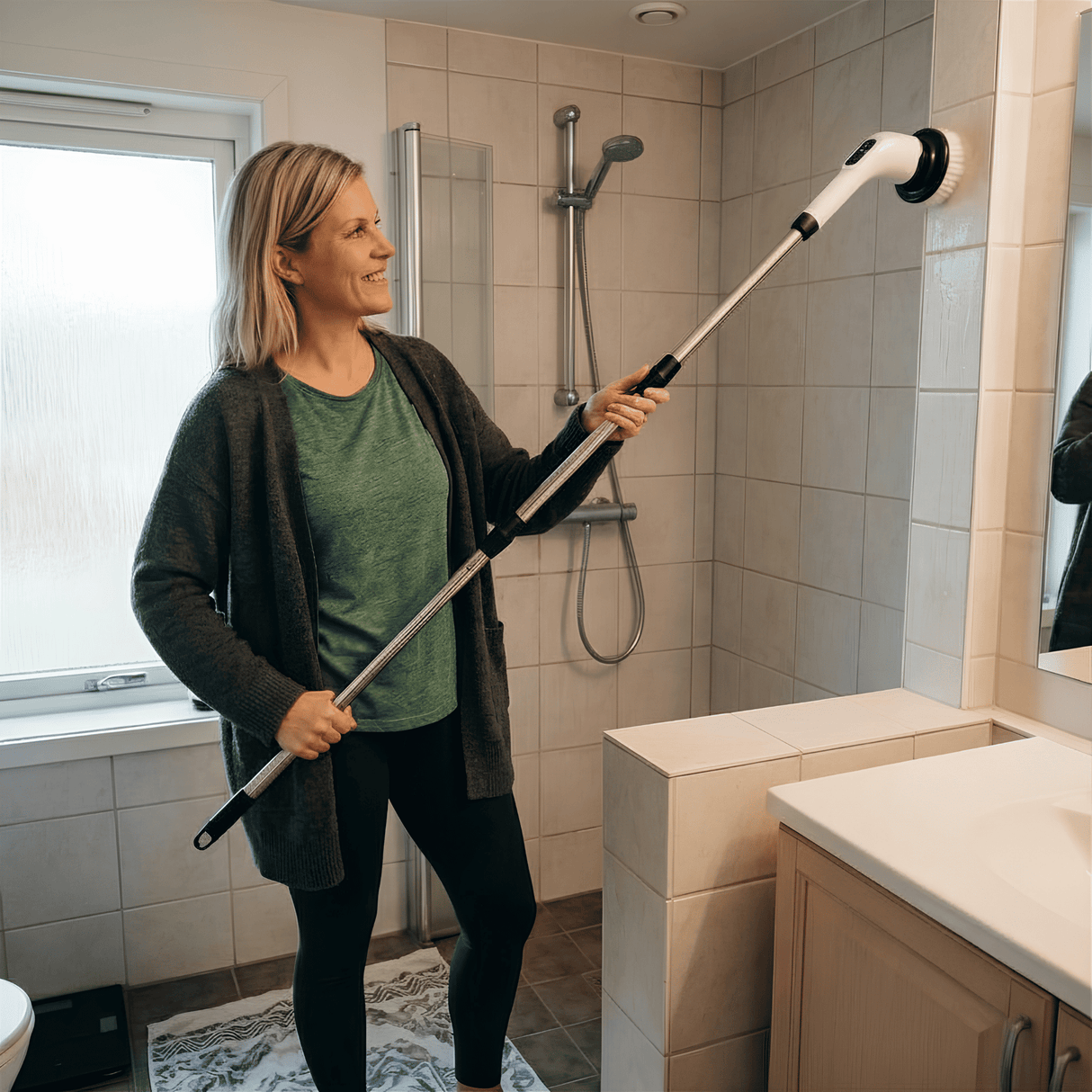 SpinClean – 9-in-1-Elektrobürste mit Stiel für schonendes Putzen