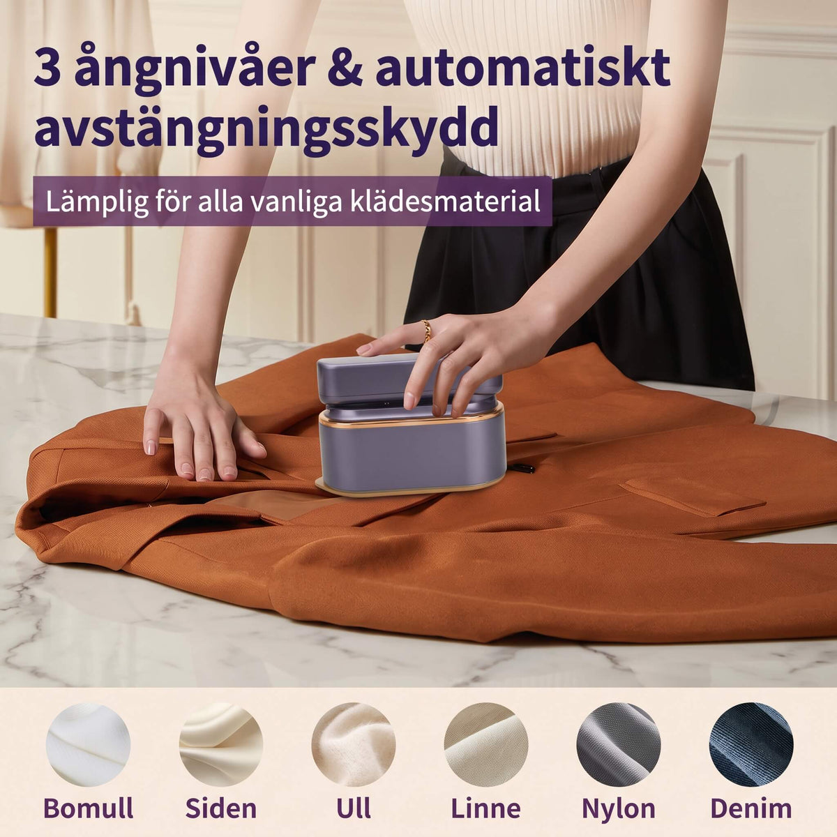 SteamFold – Handhållet Ångstrykjärn 1200W med Vikbart Handtag – Portabelt Resestrykjärn med Våt och Torr Strykning, LED-display och Väggfäste