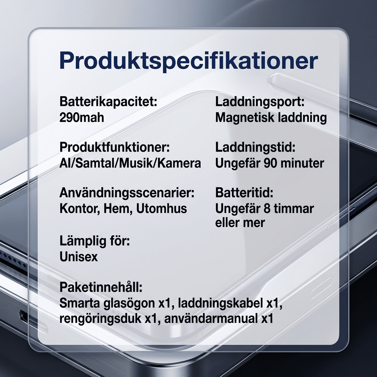 VoxLens – Smarta AI-Glasögon med Kamera, Realtidsöversättning och Röststyrning – 4K Video, Samtal och Musik