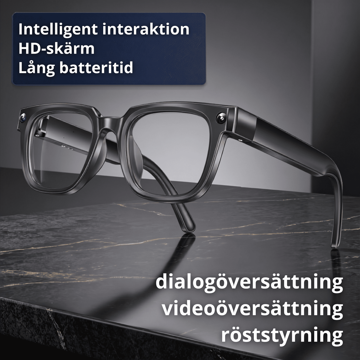 VoxLens – Smarta AI-Glasögon med Kamera, Realtidsöversättning och Röststyrning – 4K Video, Samtal och Musik