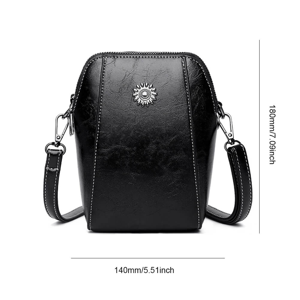 Vintage Crossbody Ledertasche für Frauen - verstellbarer Schulterriemen, kompaktes Design und eleganter Stil