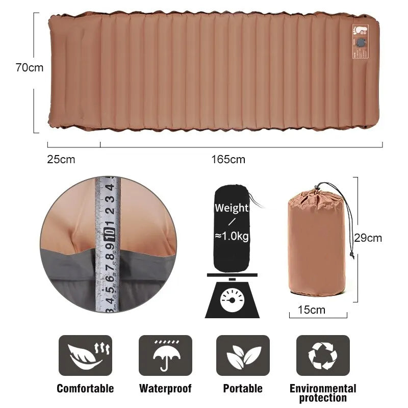 Luftmatratze mit eingebauter Luftpumpe Fußpumpe 10cm, 3.0-3.2 R-Wert Double Layer