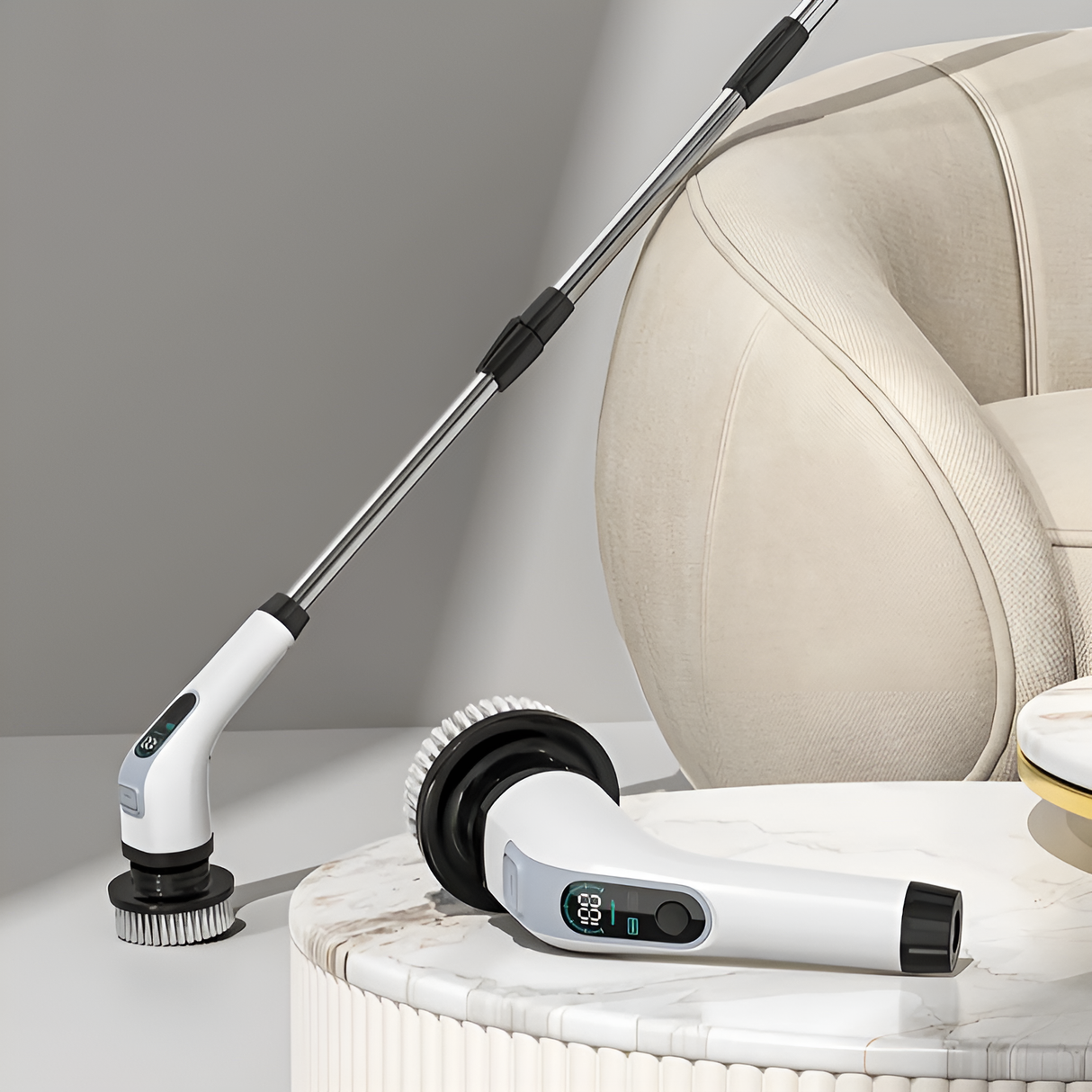 SpinClean – 9-in-1-Elektrobürste mit Stiel für schonendes Putzen