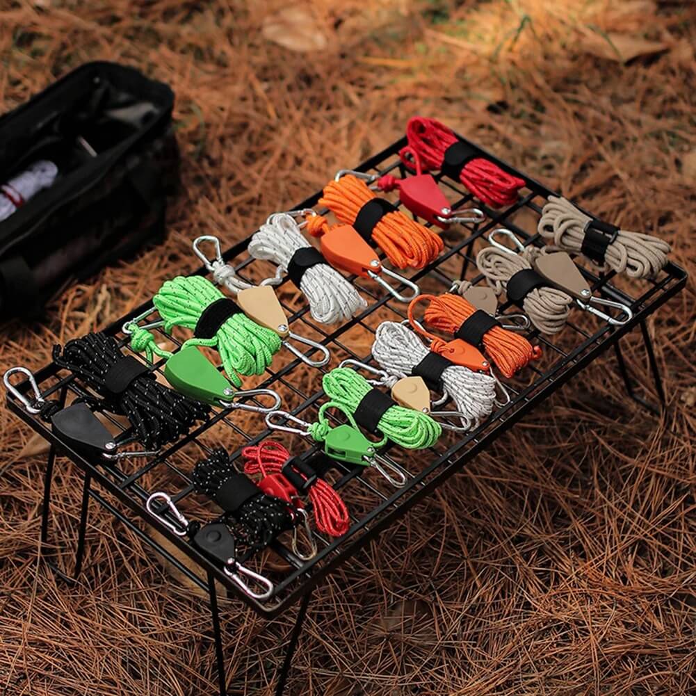 ReflectaCord - Reflektierende Zeltschnur 5M mit verstellbarer Umlenkrolle für Camping