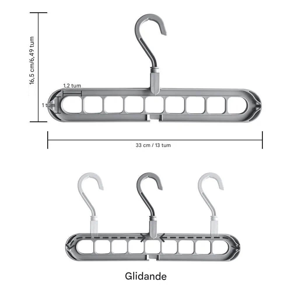 ClosetEase - Platzsparender Kleiderbügel | Multifunktionsbügel mit 9 Haken & 360° drehbarer Haken
