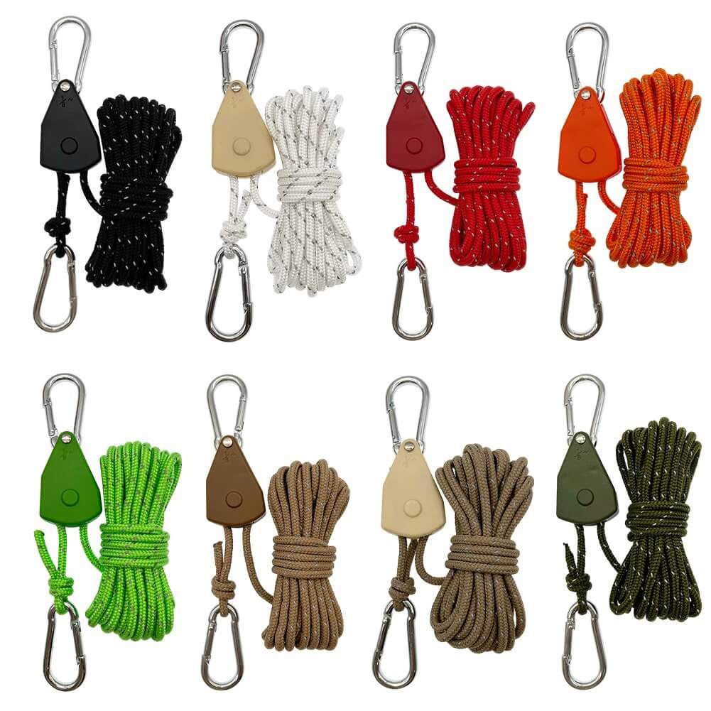 ReflectaCord - Reflektierende Zeltschnur 5M mit verstellbarer Umlenkrolle für Camping