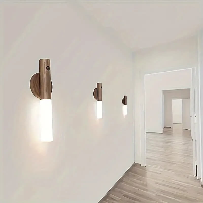 SensoRay - Kabelloses LED-Nachtlicht mit Bewegungssensor | Elegantes Holzdesign und wiederaufladbar