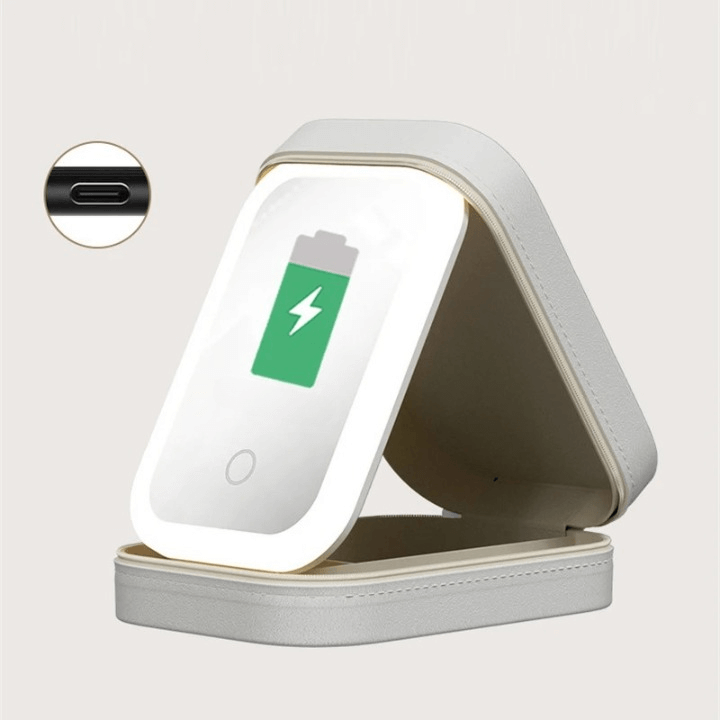 GlamVault - Reisefreundliche Makeup-Aufbewahrung mit integriertem LED-Spiegel | Praktische Aufbewahrung mit Stil