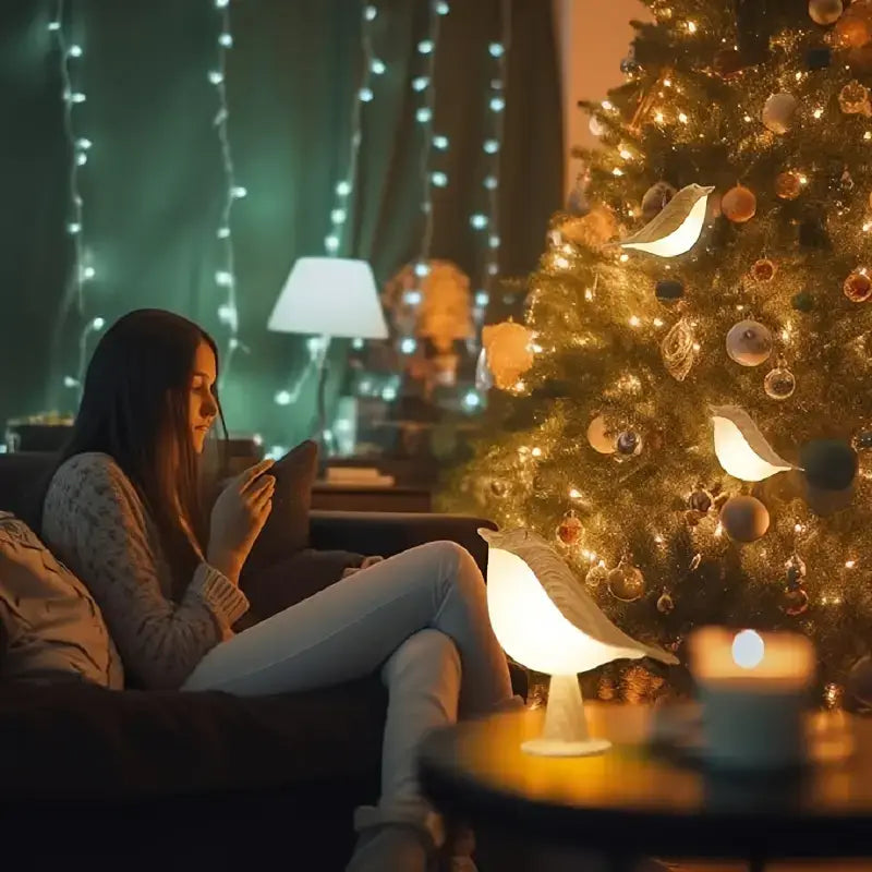 FeatherGlow - LED-Vogel-Nachtlicht mit Touch Control | Dekorative & Entspannende Beleuchtung für Schlafzimmer und Wohnzimmer