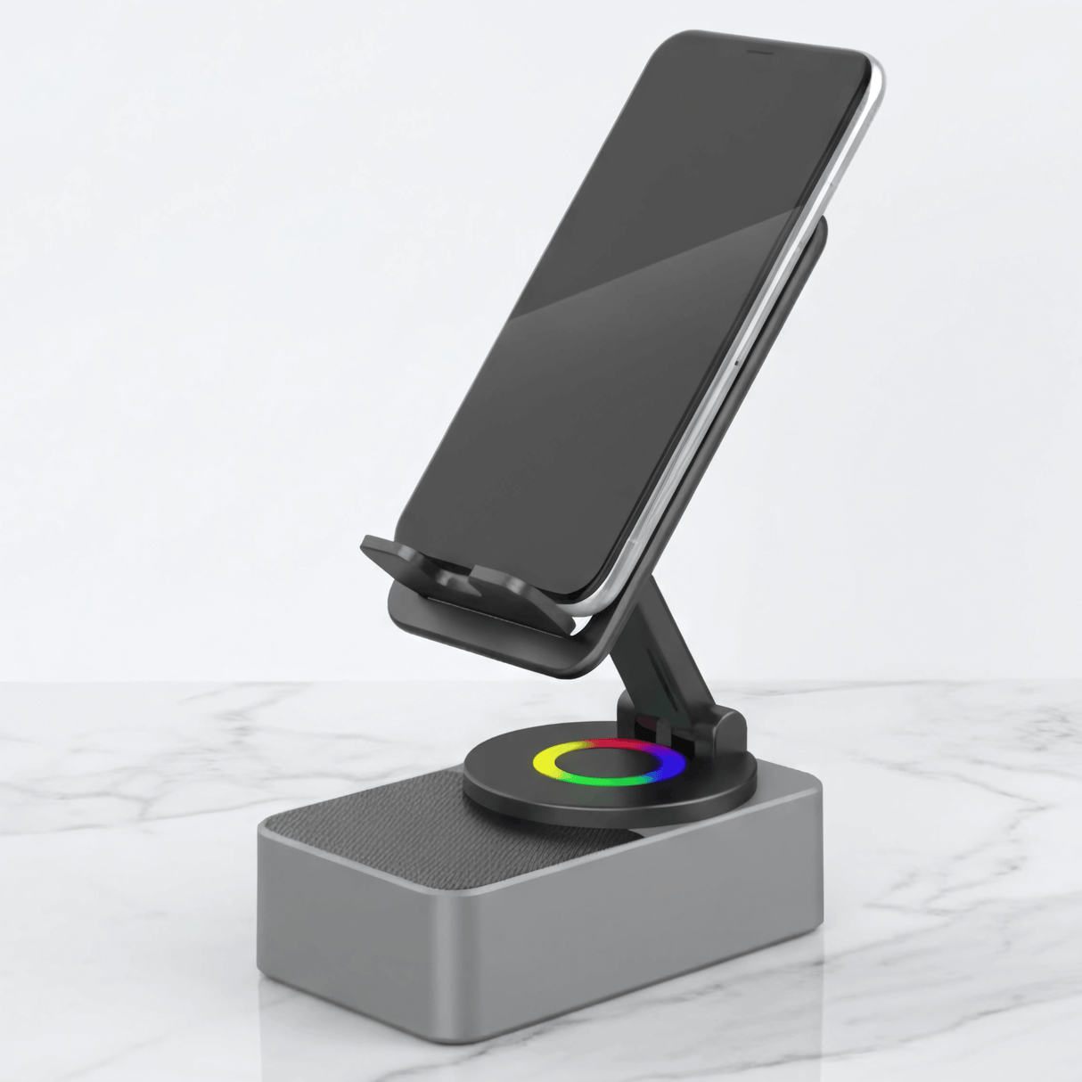 EchoStand - 5-in-1 drahtloser Bluetooth-Lautsprecher, Handyhalterung & Powerbank für Reisen, Zuhause und Party