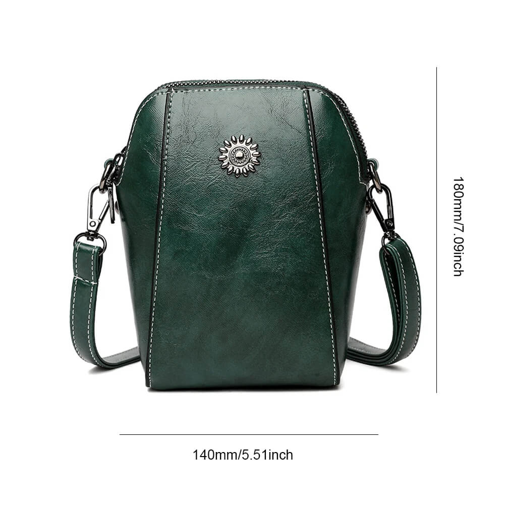 Vintage Crossbody Ledertasche für Frauen - verstellbarer Schulterriemen, kompaktes Design und eleganter Stil