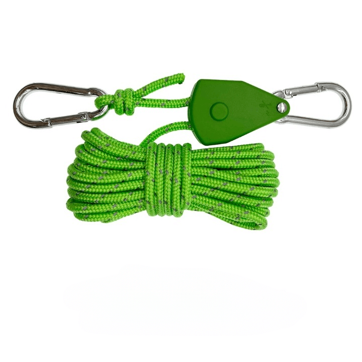 ReflectaCord - Reflektierende Zeltschnur 5M mit verstellbarer Umlenkrolle für Camping