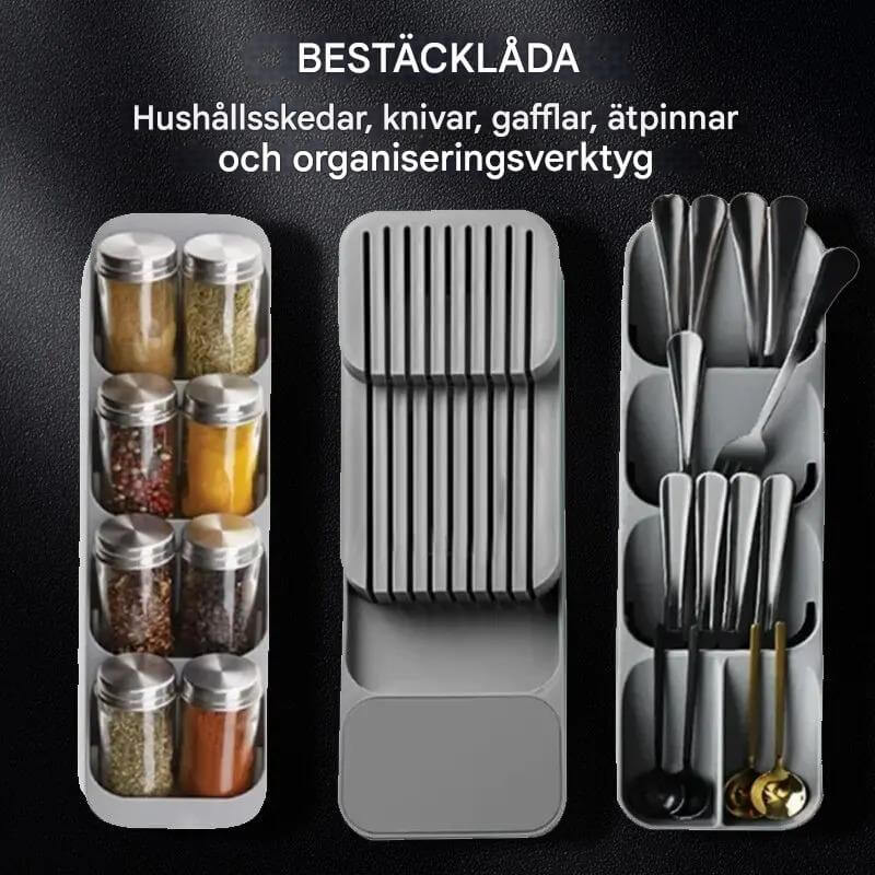 CutliBox - Intelligente Küchenaufbewahrung für Besteck, Messer und Gewürzflaschen | Multifunktionaler Organizer