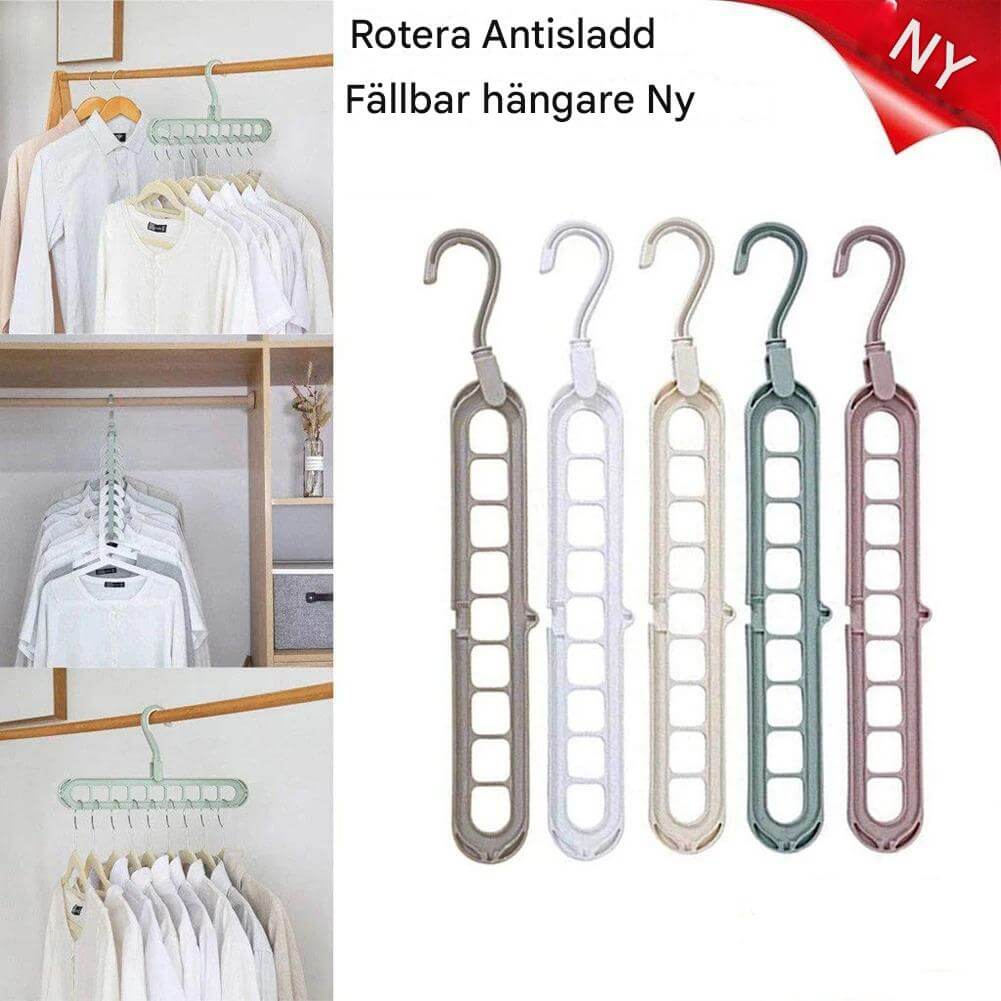 ClosetEase - Platzsparender Kleiderbügel | Multifunktionsbügel mit 9 Haken & 360° drehbarer Haken