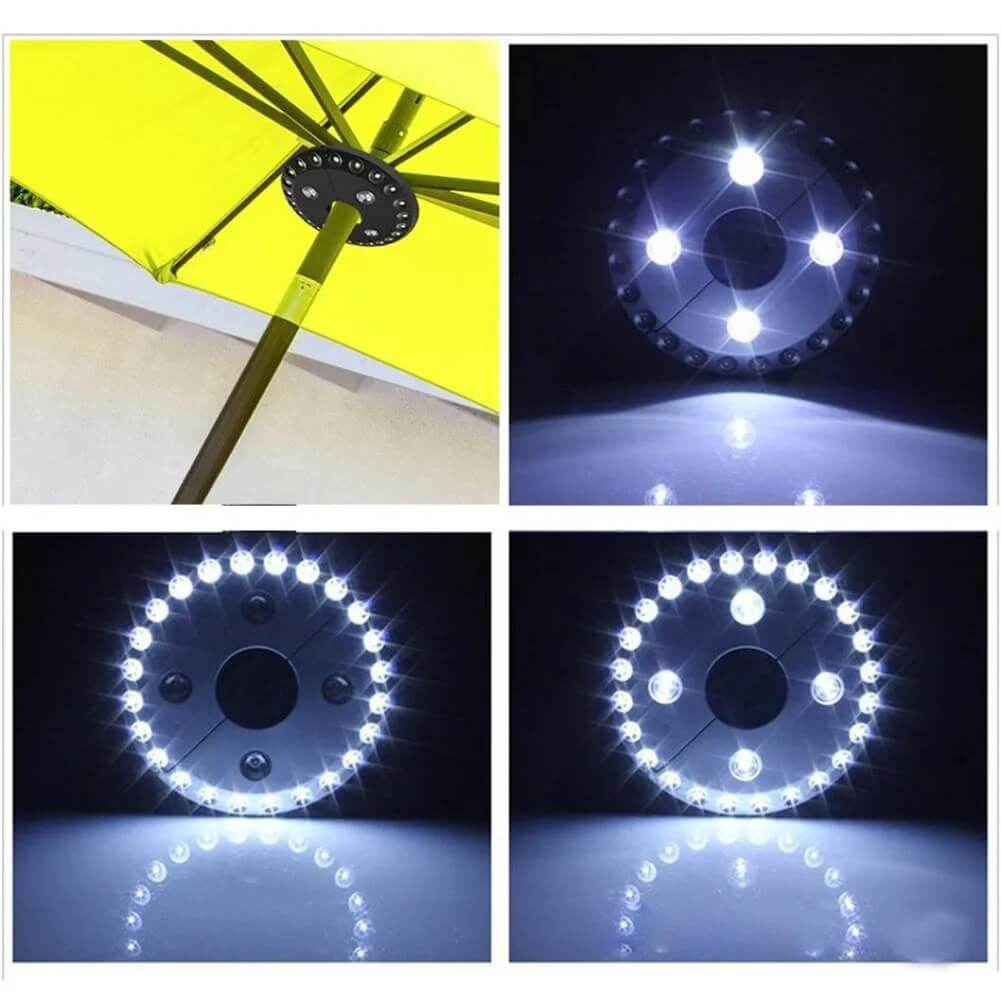 LumaGlow – Tragbare Sonnenschirmlampe mit 24+4 LEDs für den Außenbereich