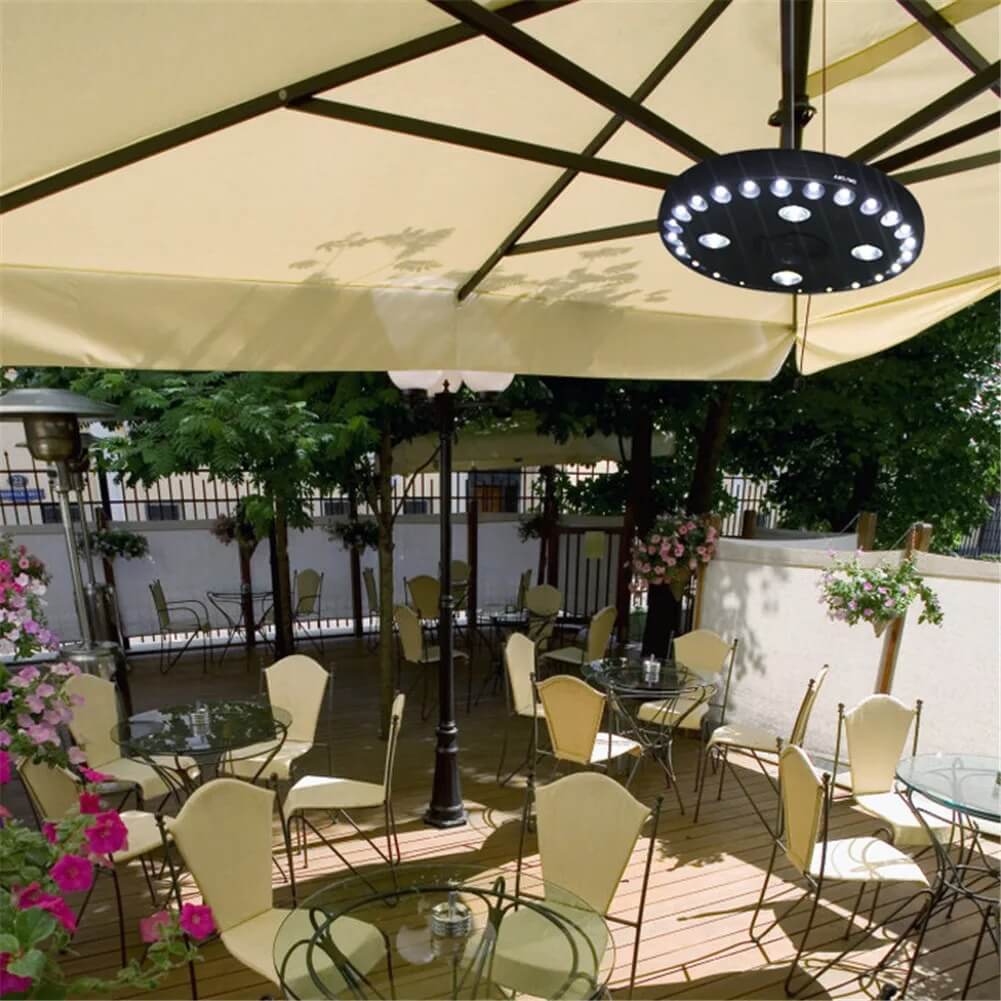 LumaGlow – Tragbare Sonnenschirmlampe mit 24+4 LEDs für den Außenbereich