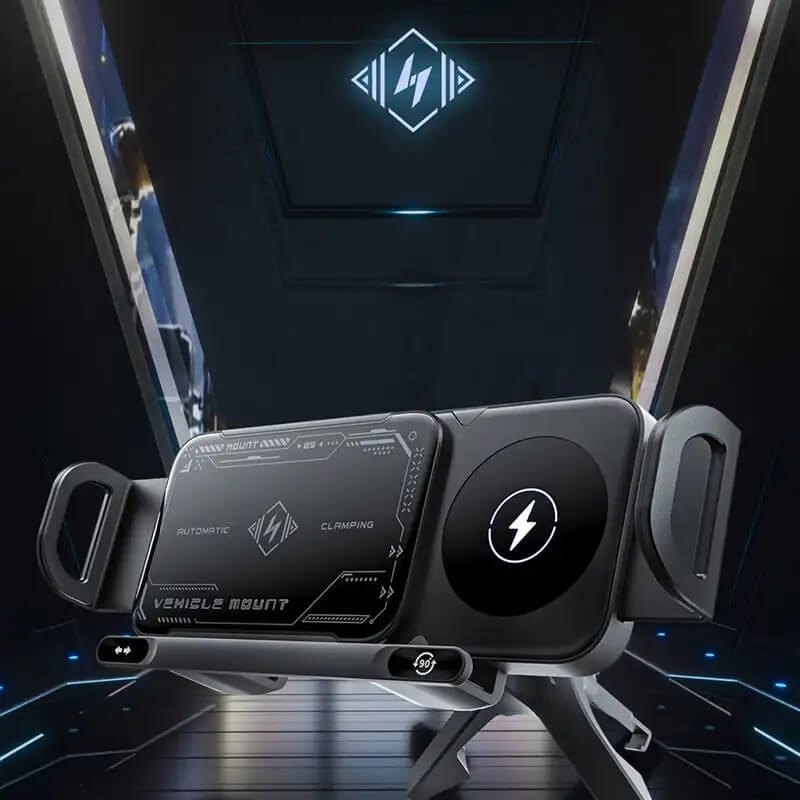 ChargeMount - Einstellbarer Smart Car Phone Halter mit 15W Wireless Charging Pad für klappbare Bildschirme