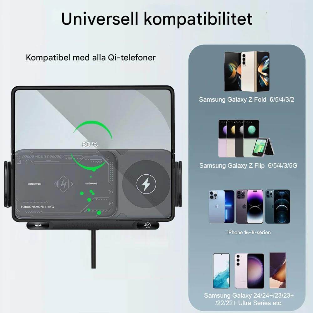 ChargeMount - Einstellbarer Smart Car Phone Halter mit 15W Wireless Charging Pad für klappbare Bildschirme