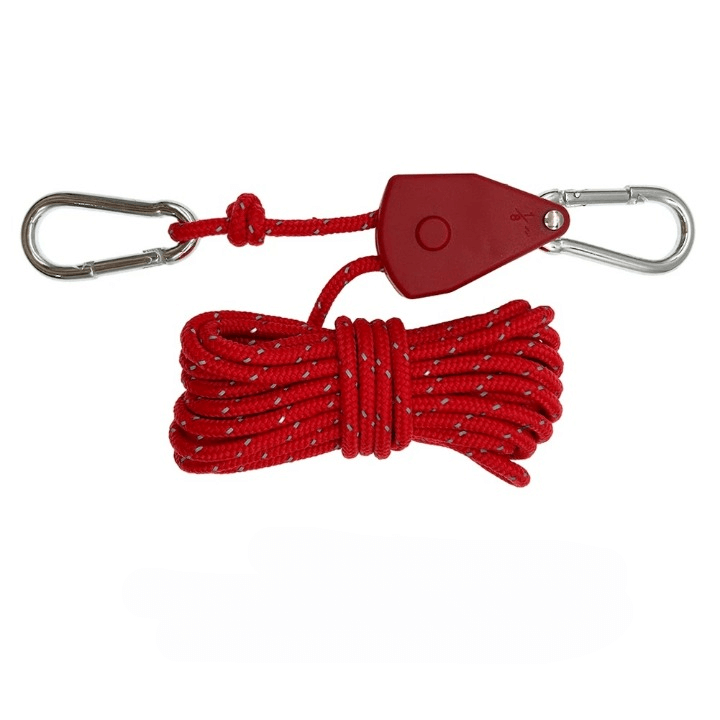 ReflectaCord - Reflektierende Zeltschnur 5M mit verstellbarer Umlenkrolle für Camping