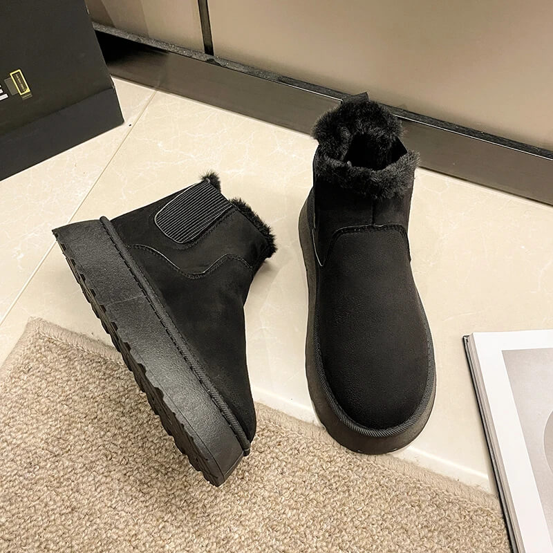 Rutschfeste, warm gefütterte Stiefeletten für den Winter, bequem und flach