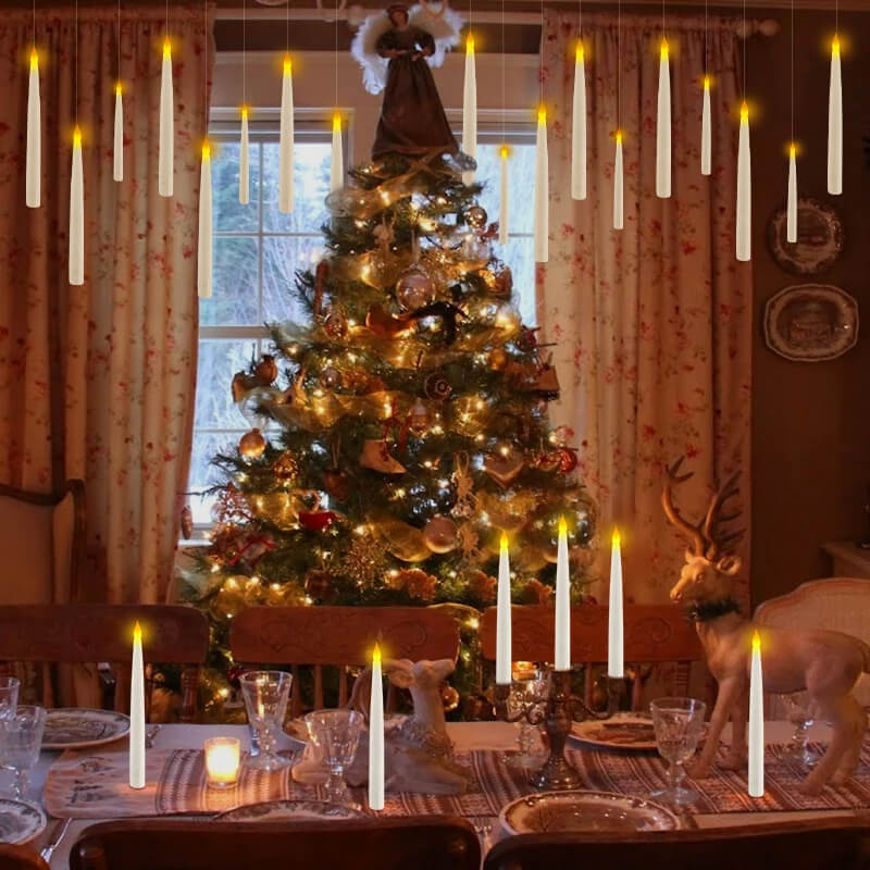 Schwimmende LED-Kerze mit Stab-Fernbedienung | Flammenlose hängende dekorative Kerzen für Weihnachten, Halloween & Hochzeit