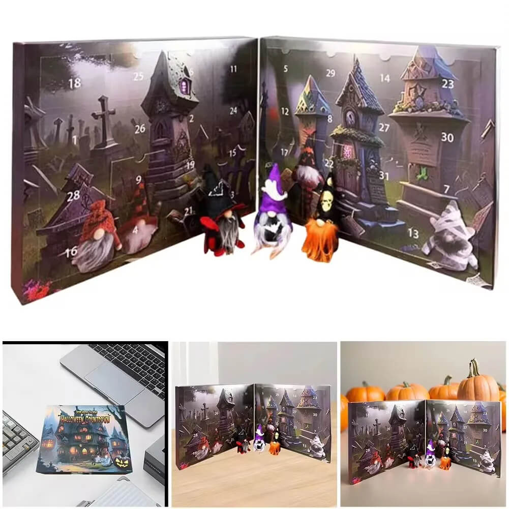Weihnachtsmann & Halloween Adventskalender 2024 - Countdown mit Sammelfiguren, kinderfreundliche Heimdekoration und Countdown-Kalender