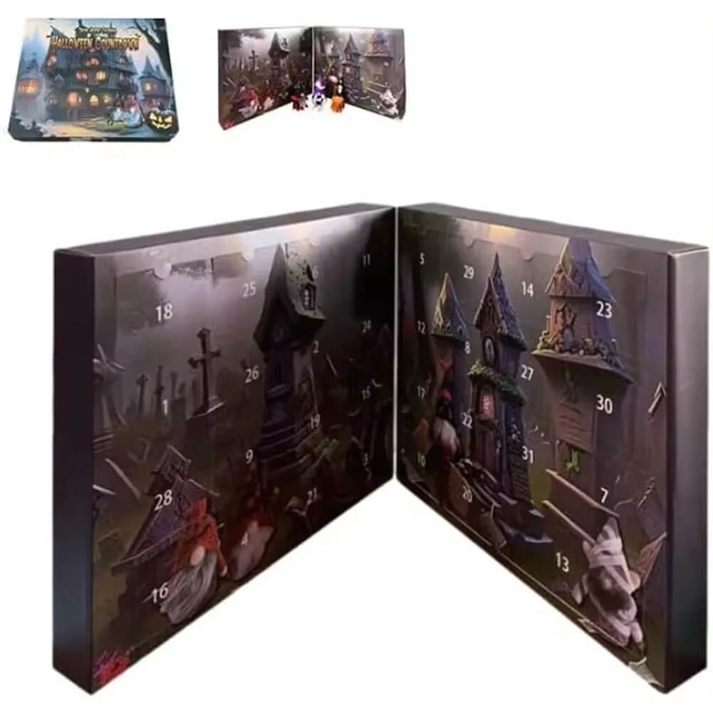 Weihnachtsmann & Halloween Adventskalender 2024 - Countdown mit Sammelfiguren, kinderfreundliche Heimdekoration und Countdown-Kalender