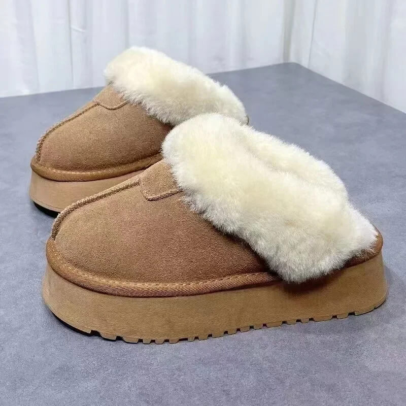 Damen-Winterpantoffeln mit Fleece-Futter - dicke Sohle