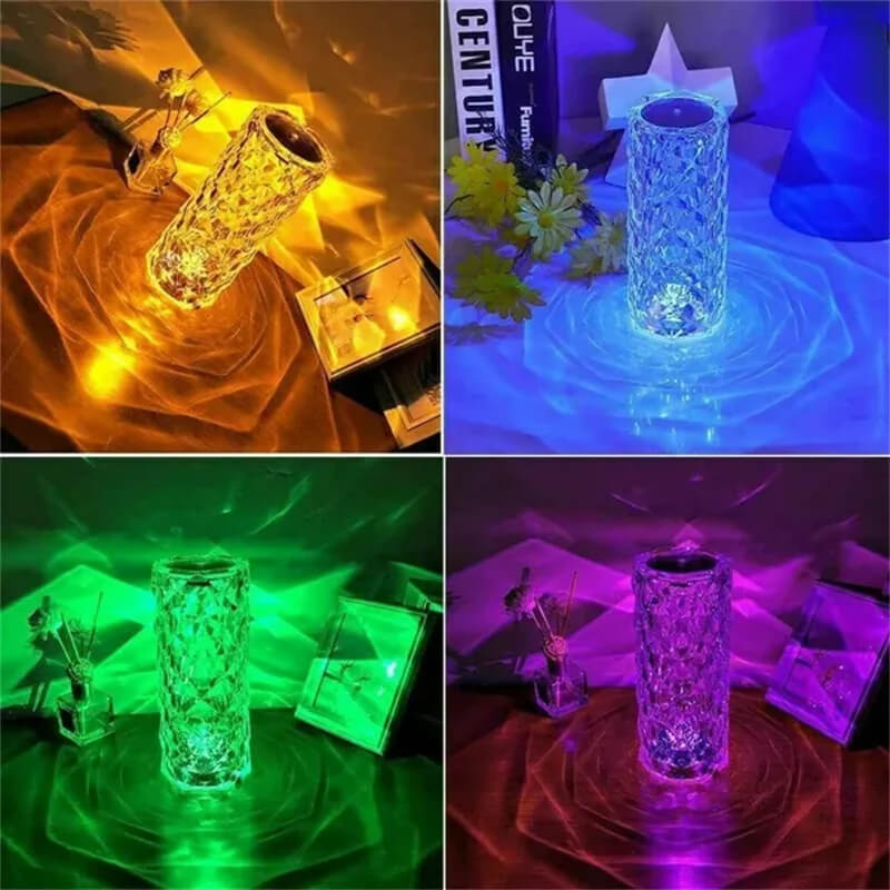 Kristall-Lampe mit 16 Farben & Diamant-Rose LED-Lampe - Touch & Fernbedienung USB wiederaufladbar, Romantische Stimmung für Zuhause