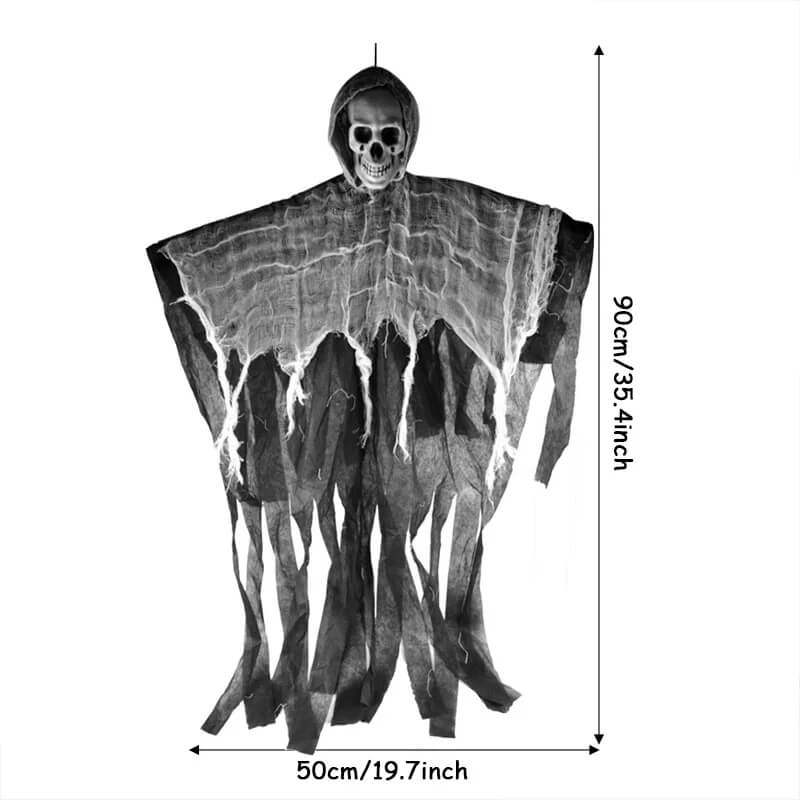 Halloween-Dekoration: Hängende Spukhaus-Dekoration - Geist, Totenkopf und Skelett