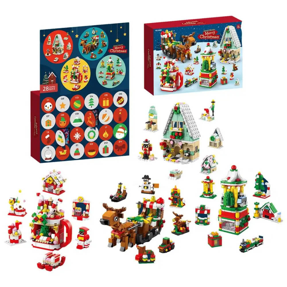 Weihnachts-Adventskalender Bauklötze für Kinder - 24 Tage Countdown mit großem Baukasten, perfektes DIY-Weihnachtsgeschenk für Kinder