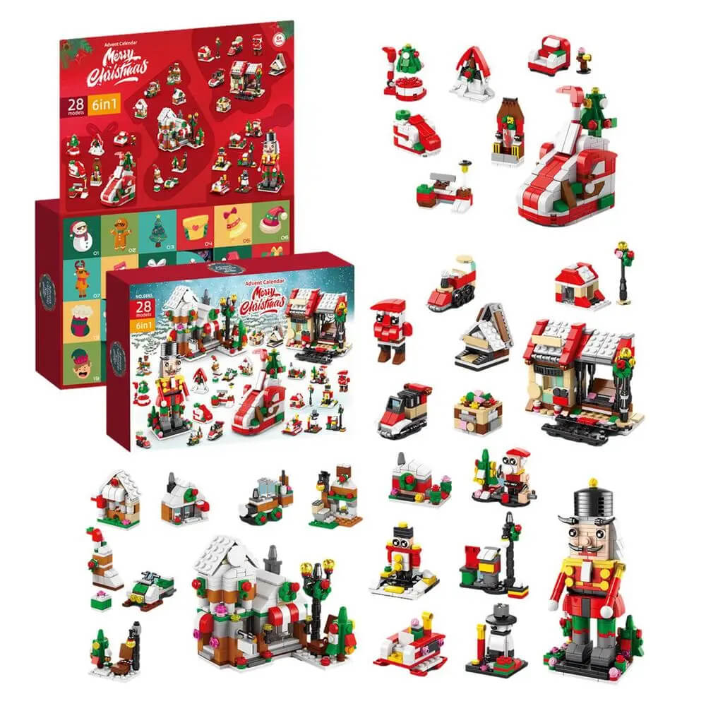 Weihnachts-Adventskalender Bauklötze für Kinder - 24 Tage Countdown mit großem Baukasten, perfektes DIY-Weihnachtsgeschenk für Kinder