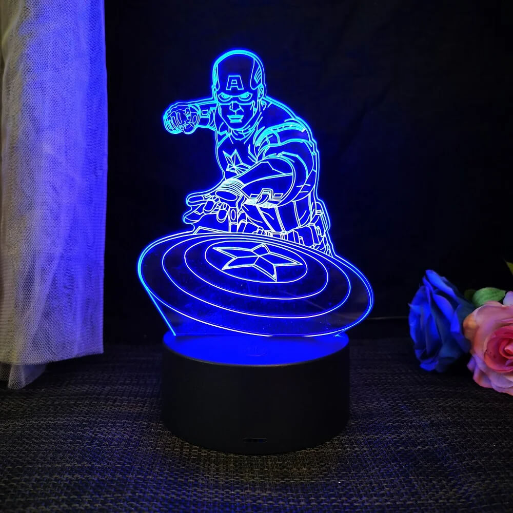 3D Superhelden LED Nachtlicht mit Fernbedienung | 16 Farben & Touch - USB & Batteriebetriebene Acryl Lampe für Kinder & Spielzimmer
