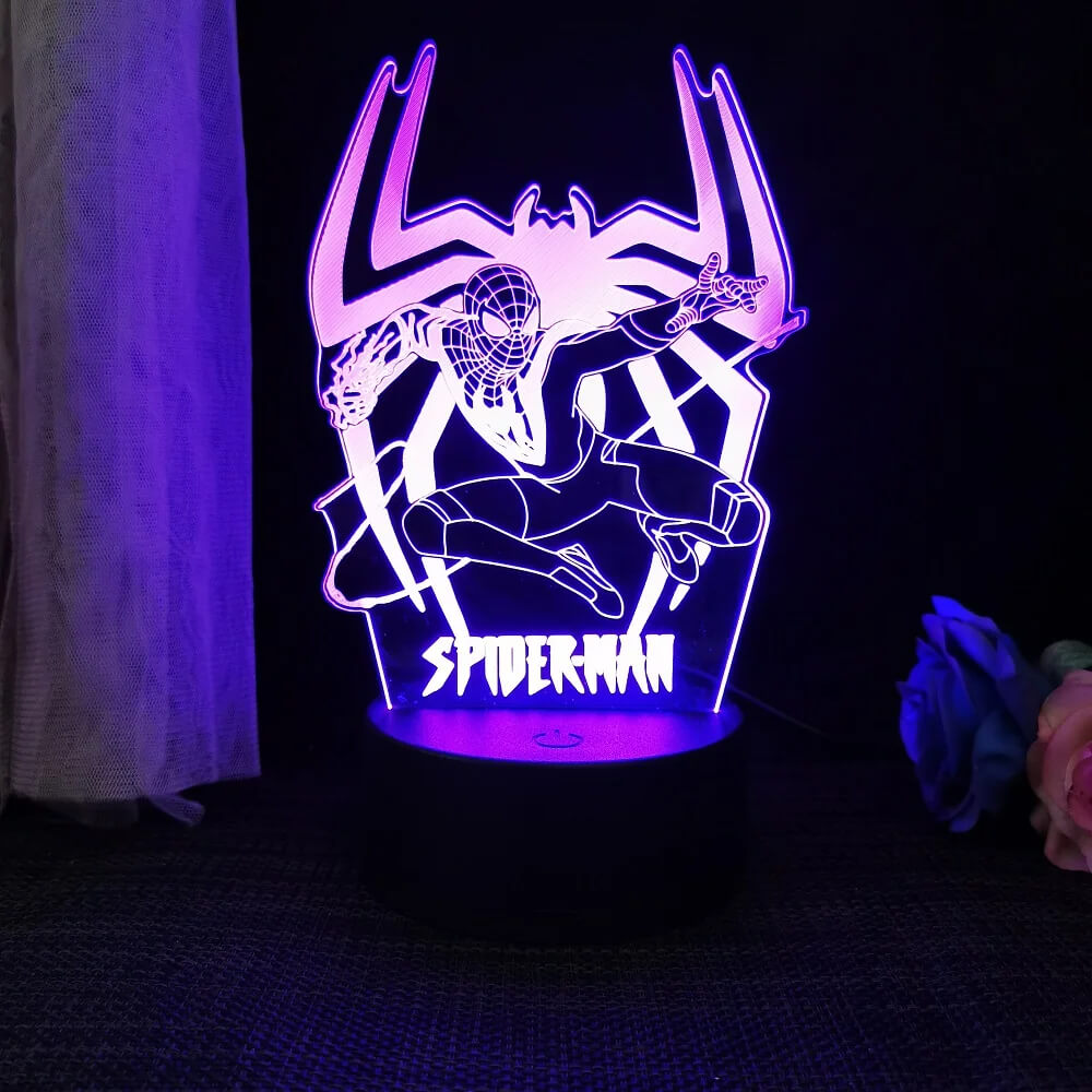 3D Superhelden LED Nachtlicht mit Fernbedienung | 16 Farben & Touch - USB & Batteriebetriebene Acryl Lampe für Kinder & Spielzimmer