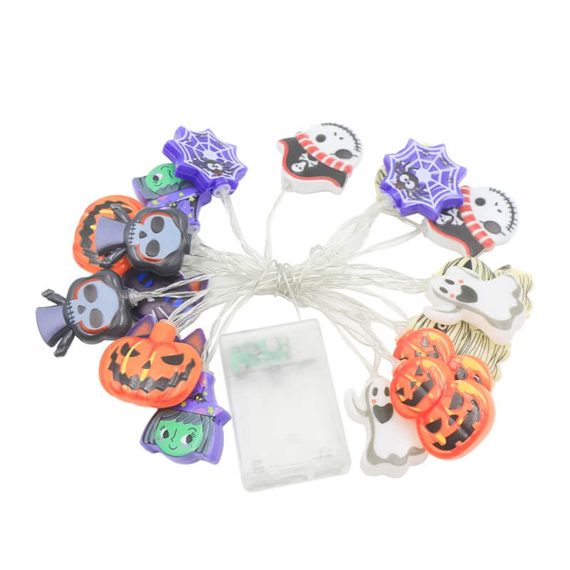 Halloween LED String mit Kürbissen, Gespenstern und Spinnweben - Dekorative Lichterkette für Innen und Außen