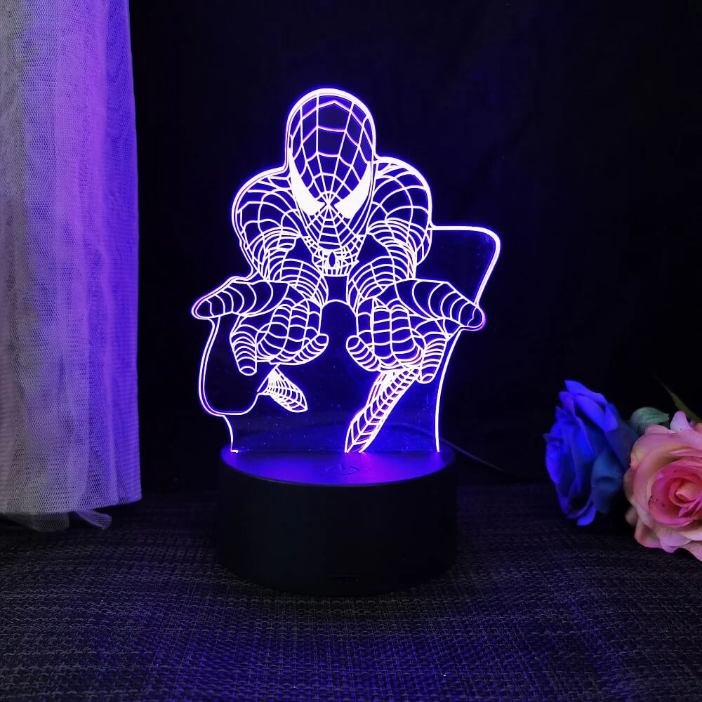 3D Superhelden LED Nachtlicht mit Fernbedienung | 16 Farben & Touch - USB & Batteriebetriebene Acryl Lampe für Kinder & Spielzimmer