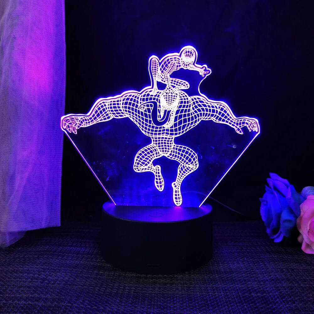 3D Superhelden LED Nachtlicht mit Fernbedienung | 16 Farben & Touch - USB & Batteriebetriebene Acryl Lampe für Kinder & Spielzimmer