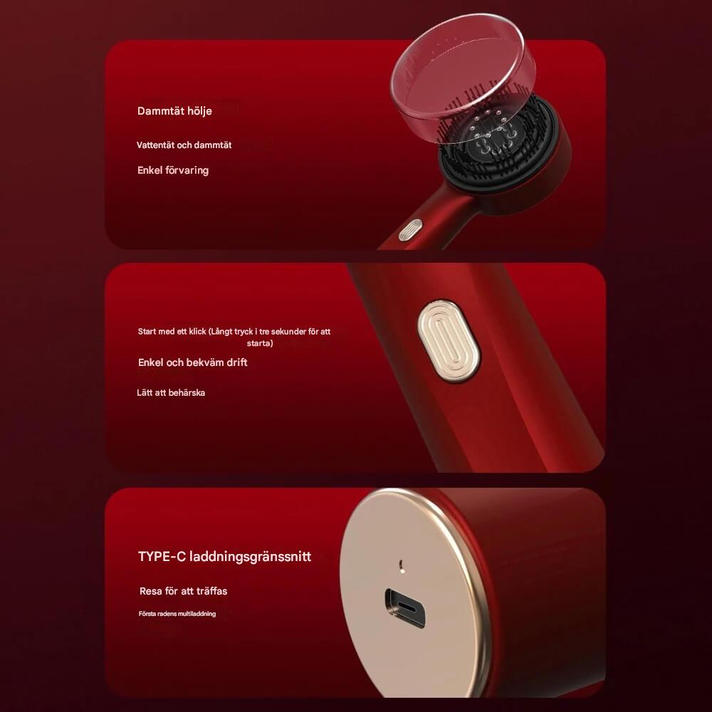 Elektrischer Massagekamm mit Rotlichttherapie - mit Ölspender