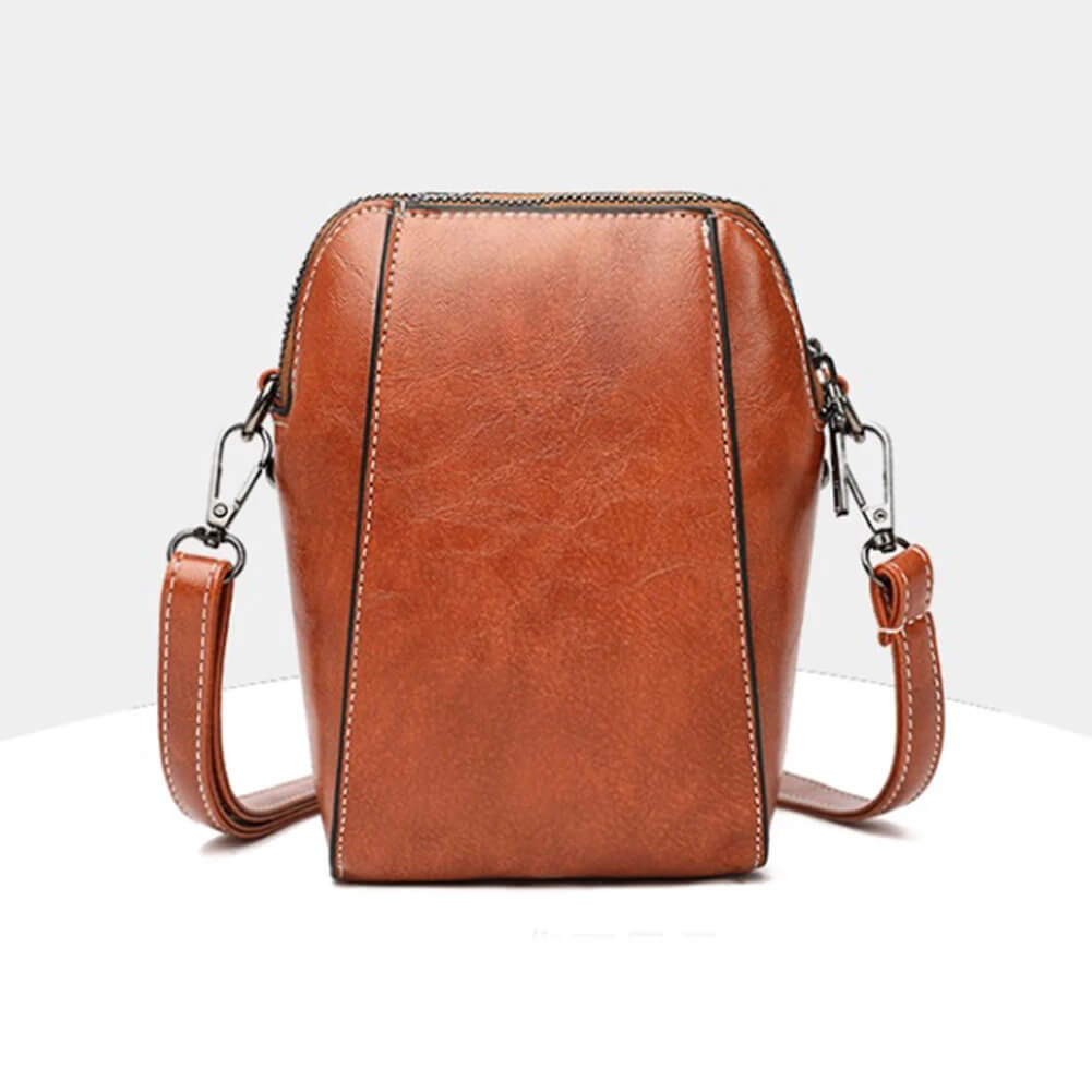 Vintage Crossbody Ledertasche für Frauen - verstellbarer Schulterriemen, kompaktes Design und eleganter Stil