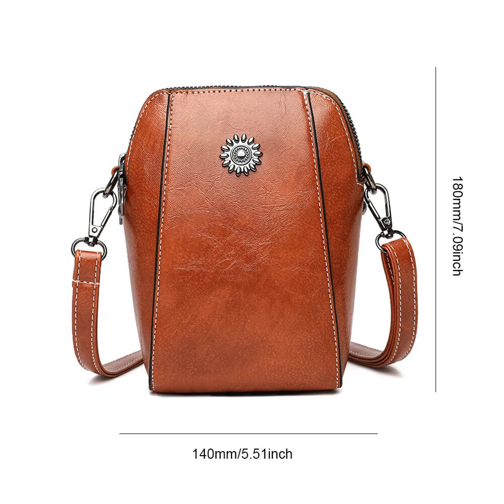 Vintage Crossbody Ledertasche für Frauen - verstellbarer Schulterriemen, kompaktes Design und eleganter Stil